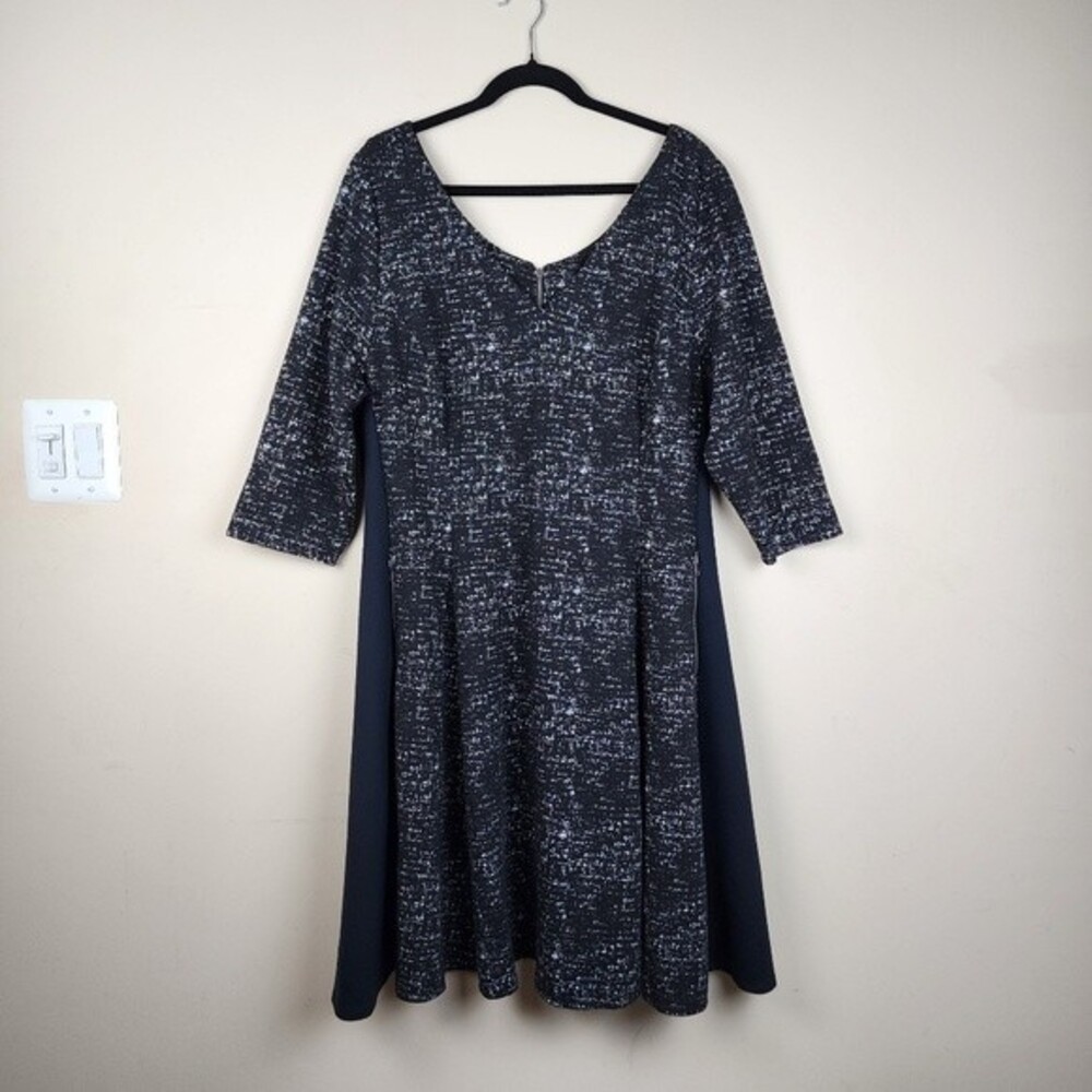Lane Bryant Midi Dress Black & White Fit Flare With Pockets Zip Closure 18/20 - Picture 16 of 16